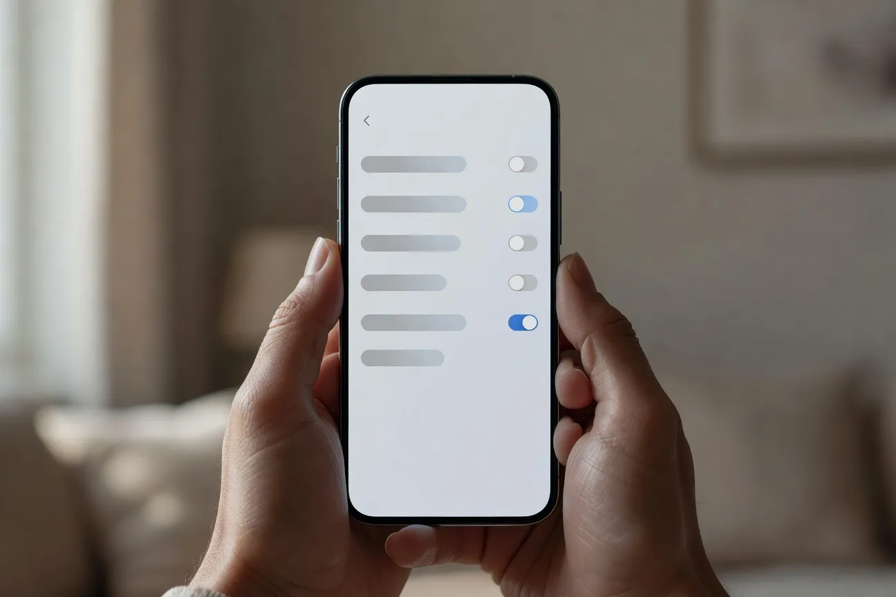 Écran de configuration des paramètres famille sur une application de messagerie