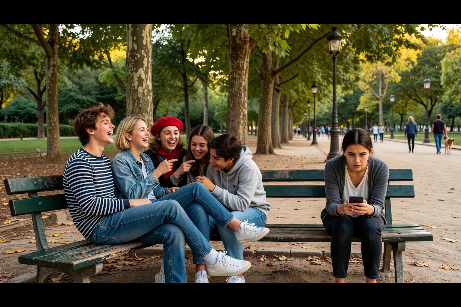Adolescente regardant son téléphone dans sa chambre avec des notifications affichées