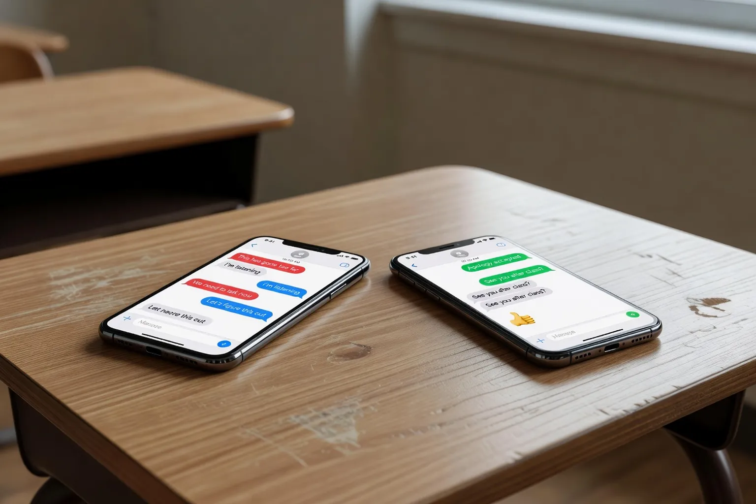 Deux smartphones face à face — symbole de conflit numérique