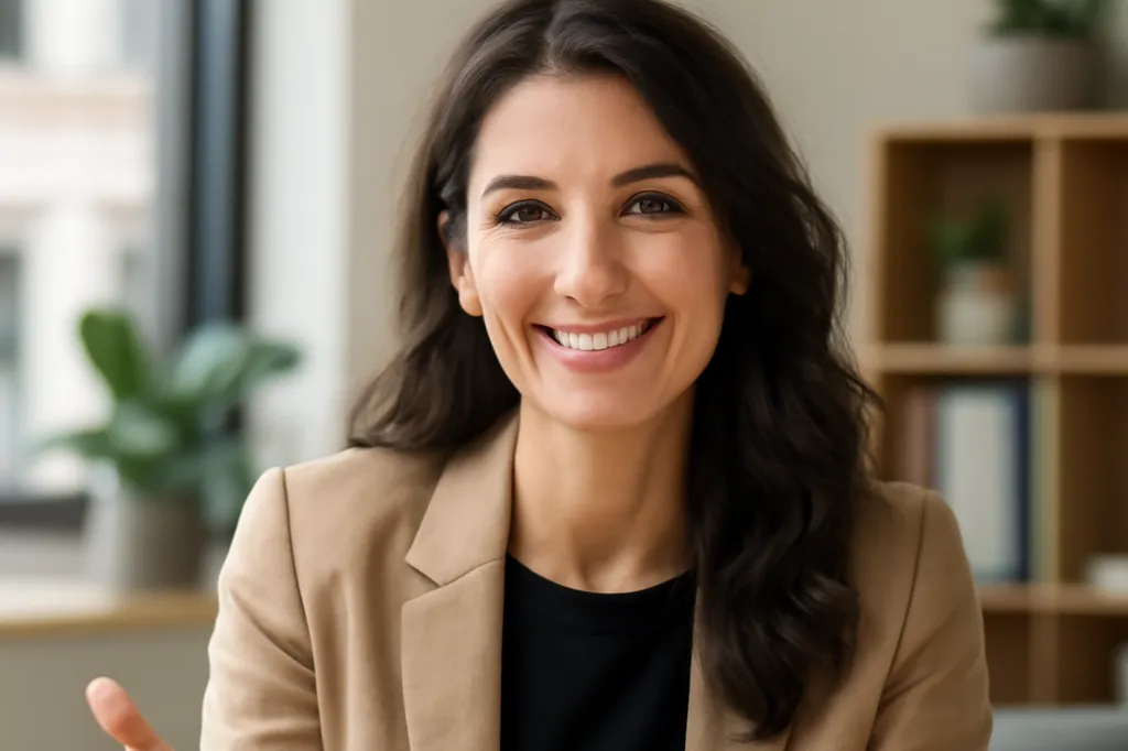 Portrait souriant d'un médiateur numérique dans un cadre professionnel chaleureux