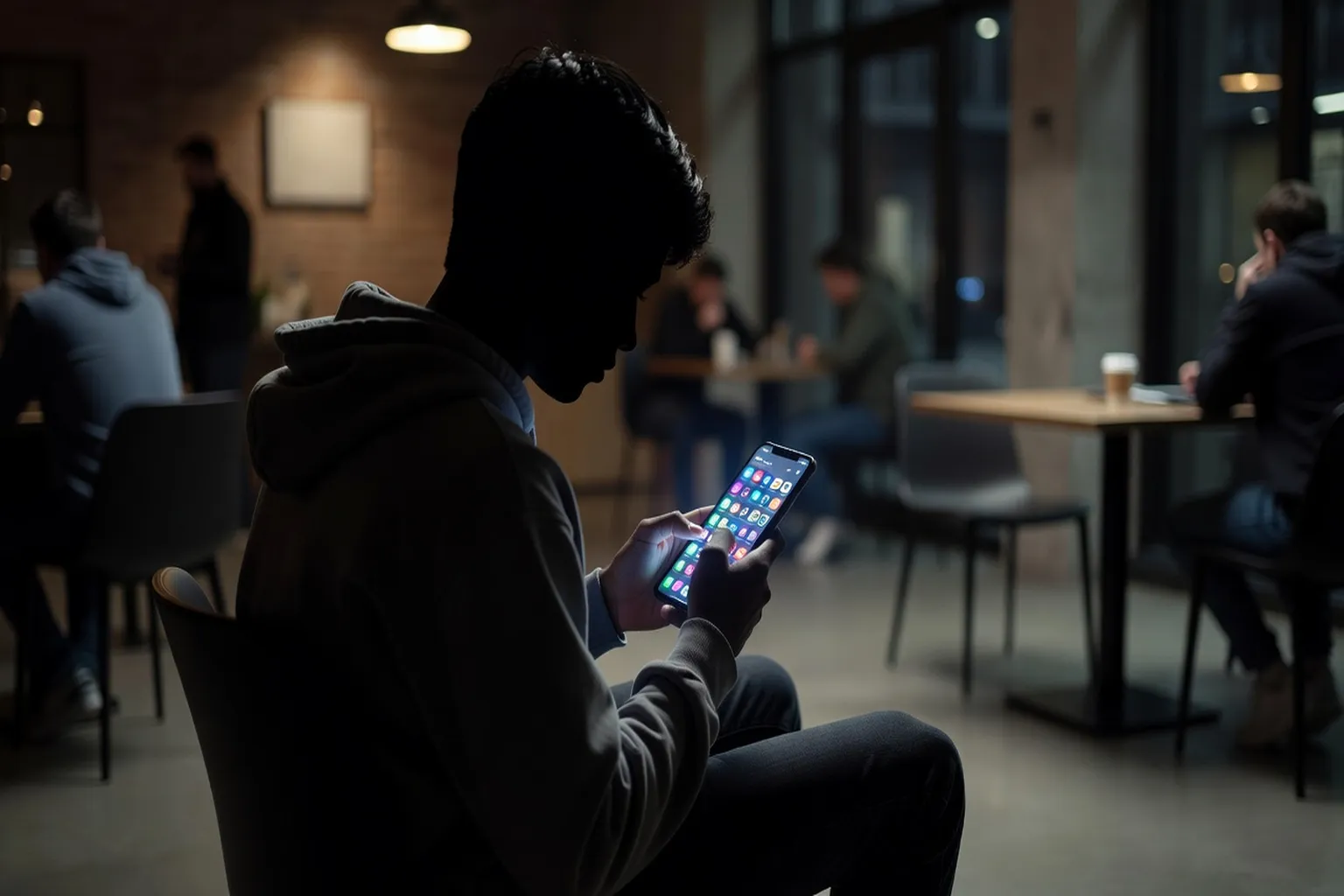 Ado naviguant sur des applications de chat et réseaux sociaux
