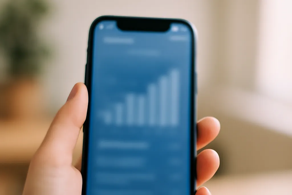Main tenant un smartphone affichant une interface de suivi du temps d'écran