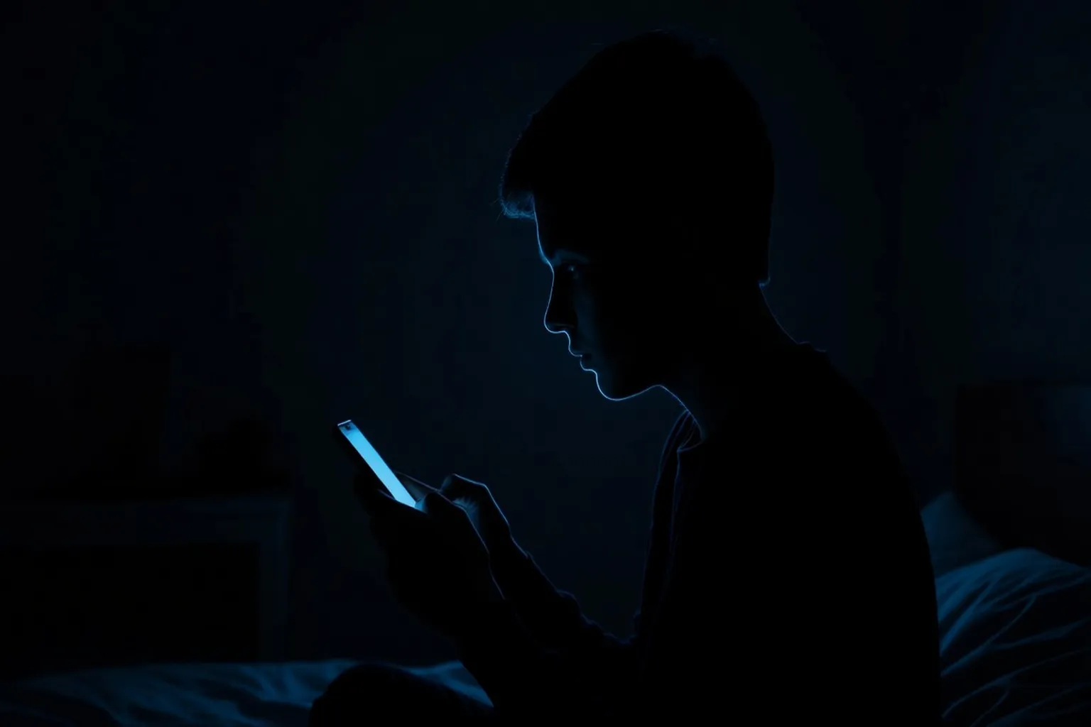 Adolescent posant son téléphone avant de dormir — règles de sommeil