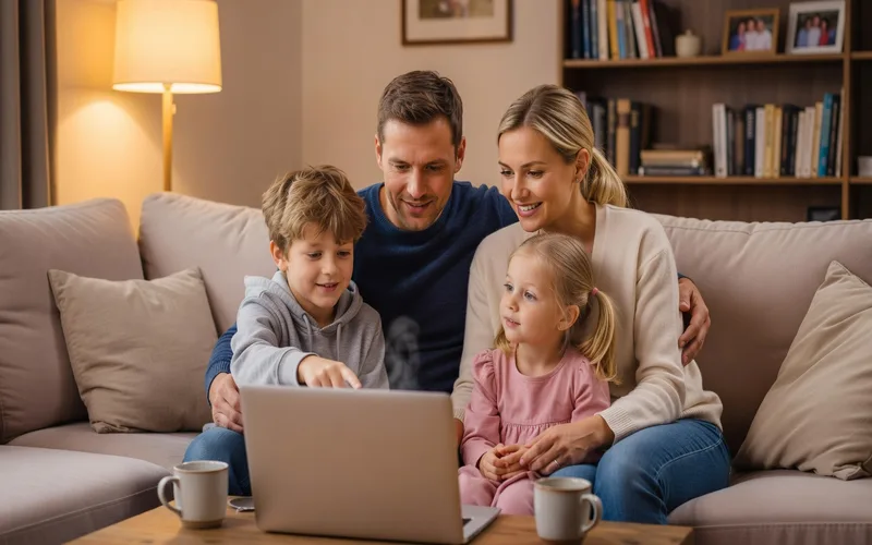 Un parent et un adolescent discutant ensemble devant un ordinateur